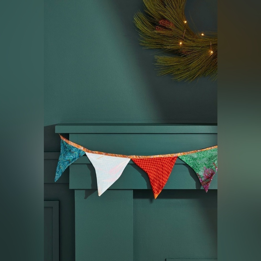 RARE Anthropologie NWT Recycled Pennant Garland - Picture 2 of 16